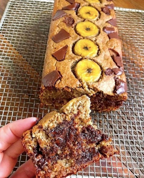 Bolo de Banana com Chocolate FIT delicioso!