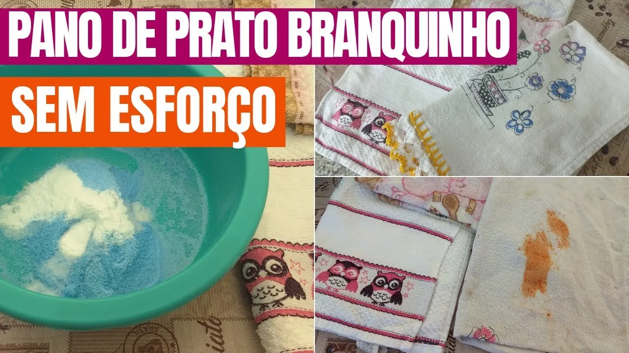 Misturinha caseira de 3 ingredientes para tirar as manchas dos panos de prato e deixá-los como novos