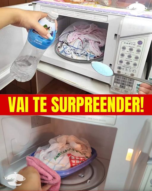 Coloquei panos de prato no micro-ondas com essa misturinha caseira e eles ficaram novos