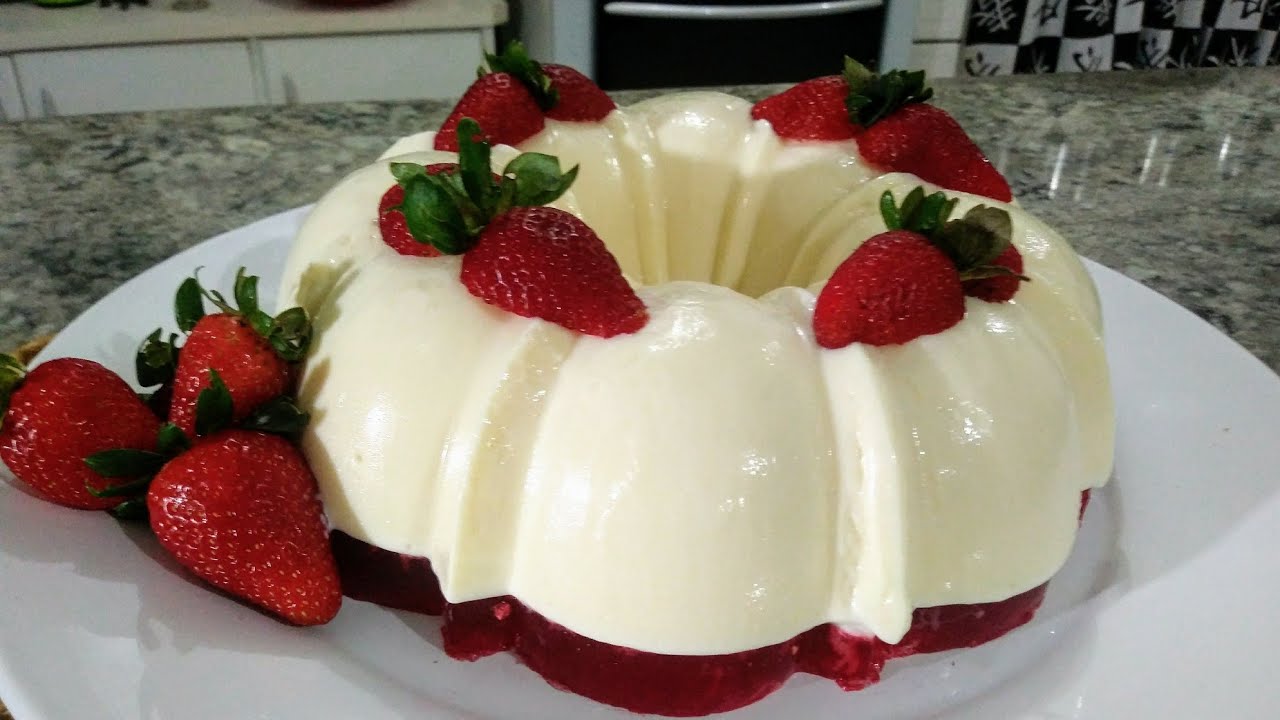 Mousse de Leite Ninho com Gelatina e Torta Alemã